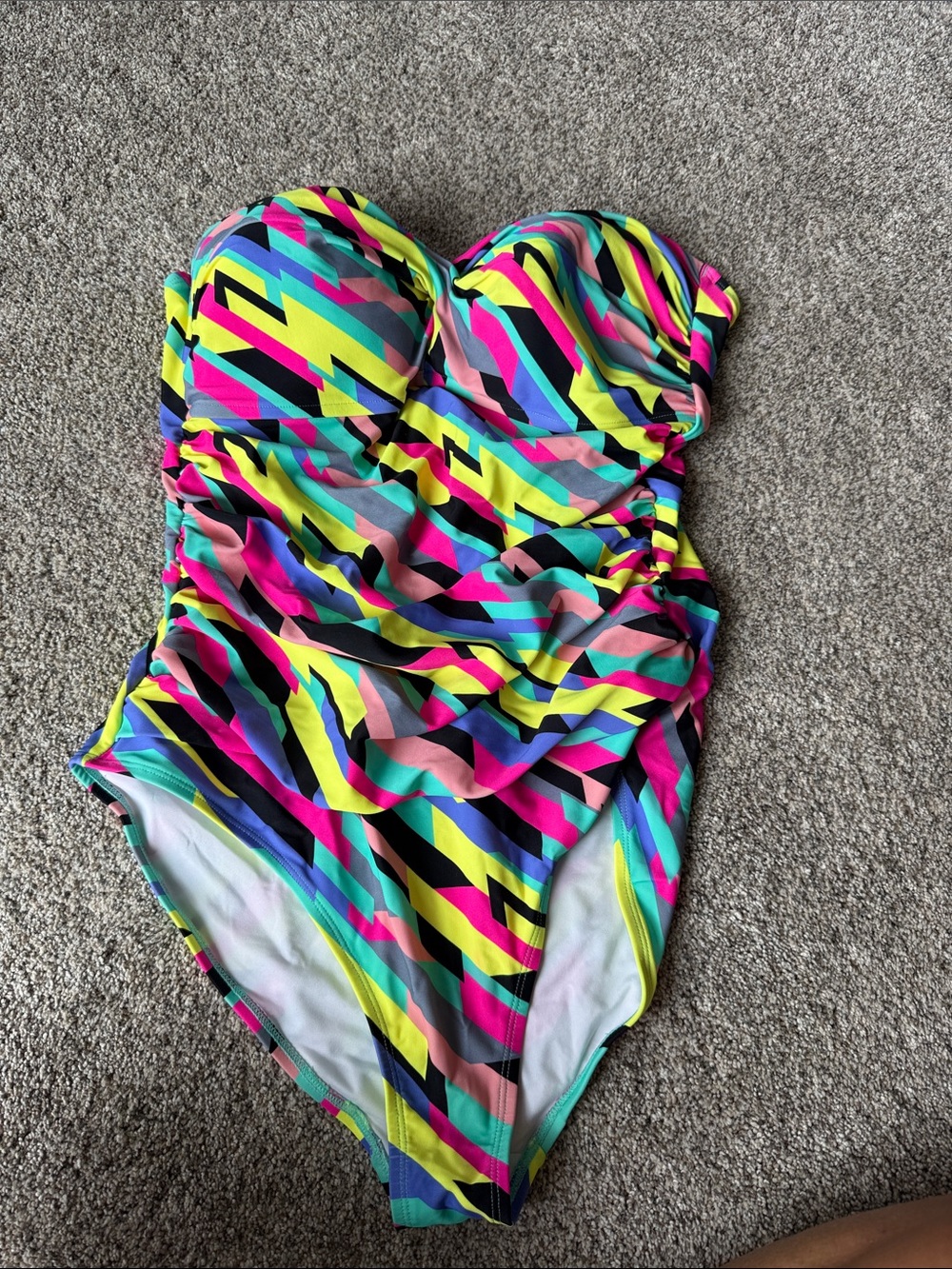 Girls Neon Geo One-Piece Swimsuit - Multicolor